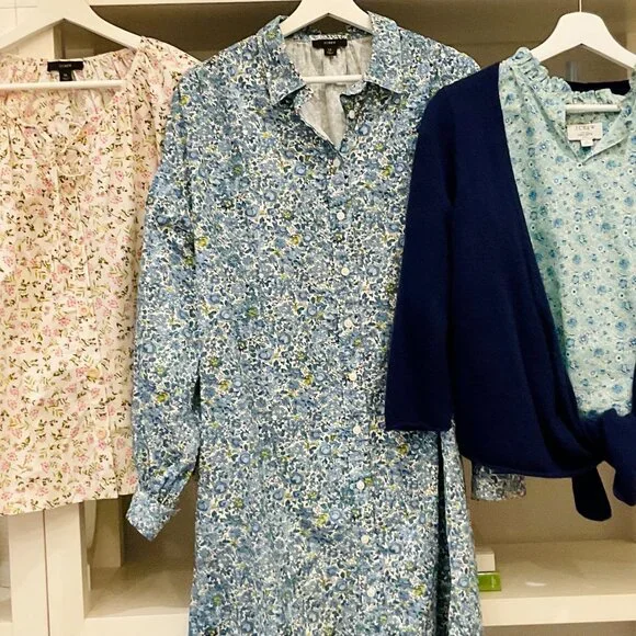 J Crew Floral Bundle: 1 Dress & 2 Blouses plus Cashmere Sweater - Picture 2 of 14